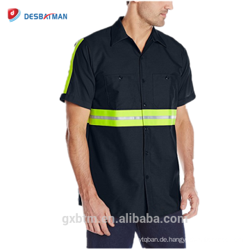 Großhandel Marine / Grau Kurzarm 2 Stück ausgekleidet Kragen verbesserte Sicherheit reflektierende hohe Sichtbarkeit Sicherheit Taste Workwear Shirts